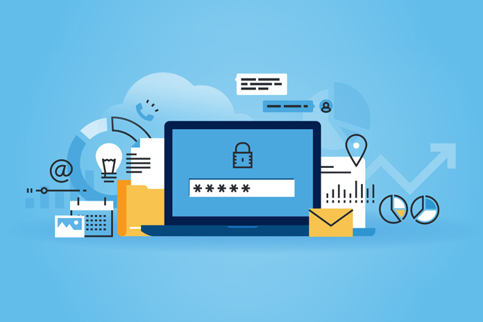 laptop and envelope in front of cloud
